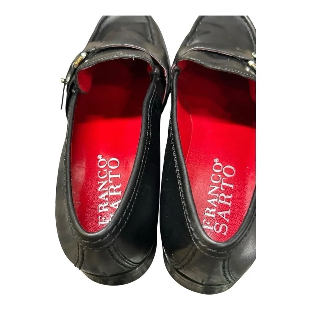 Franco Sarto Women’s Black Leather Upper Slip-On Loafers size 7.5